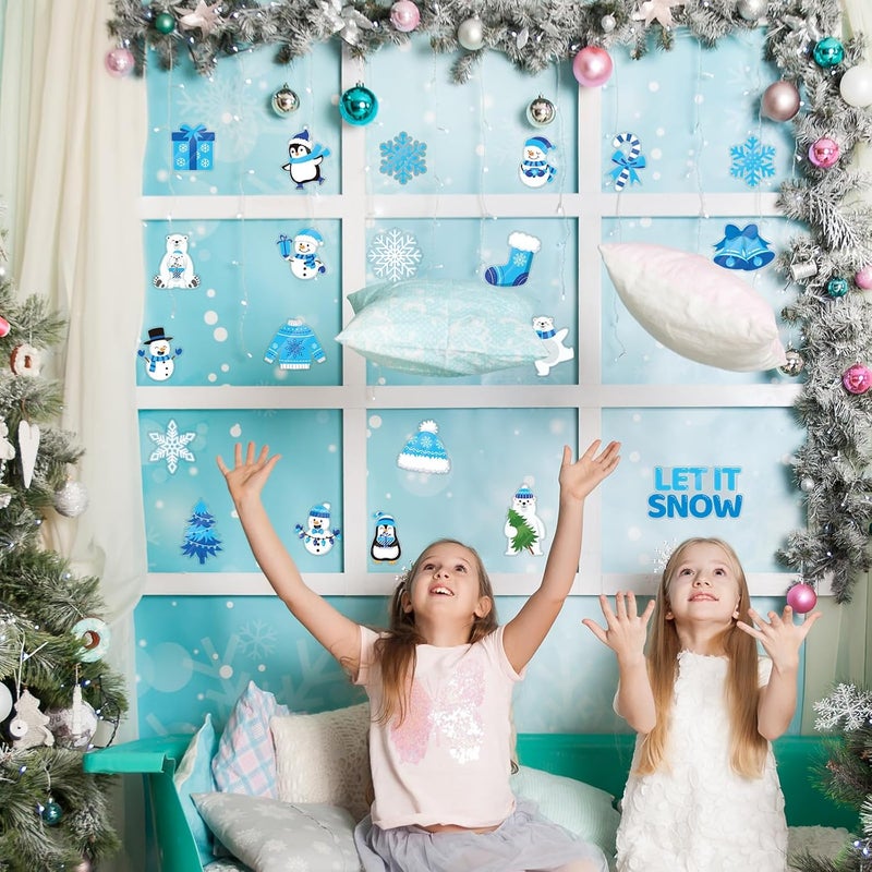 MARFOREVER 50 PCS Winter Gel Window Clings, Reusable Snowman Penguin Snowflake Thick Gel Clings Decals for Christmas Kids Gift Toddlers Classroom Xmas Party Supplies Window Glass Decoration - Image 2